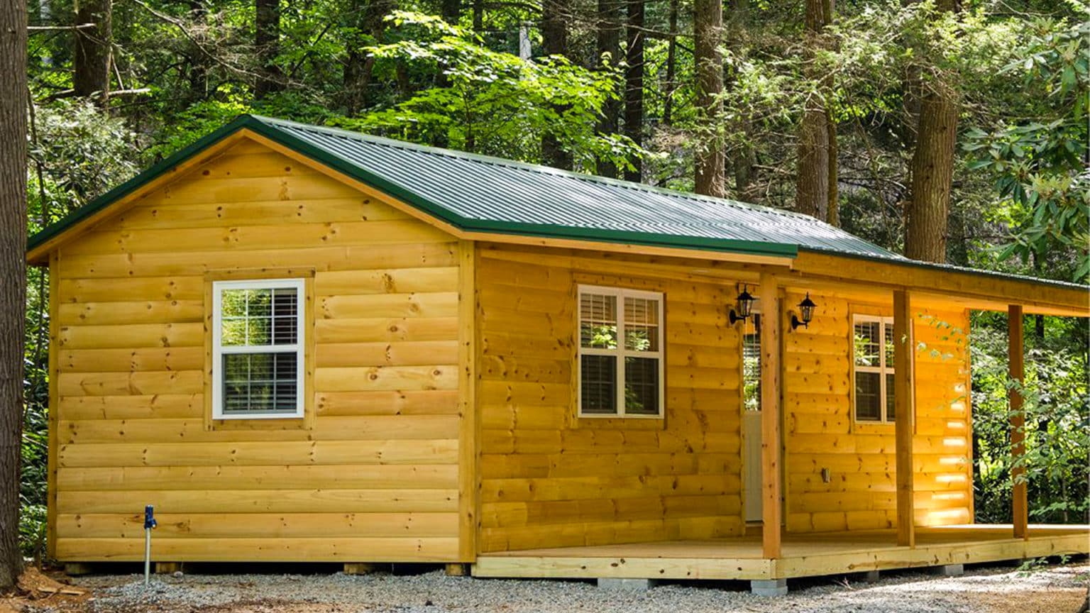 Pre Built Storage Sheds The Ultimate Guide Fisher Barns   Cabin Prebuilt Wood Shed For Sale 1536x864 