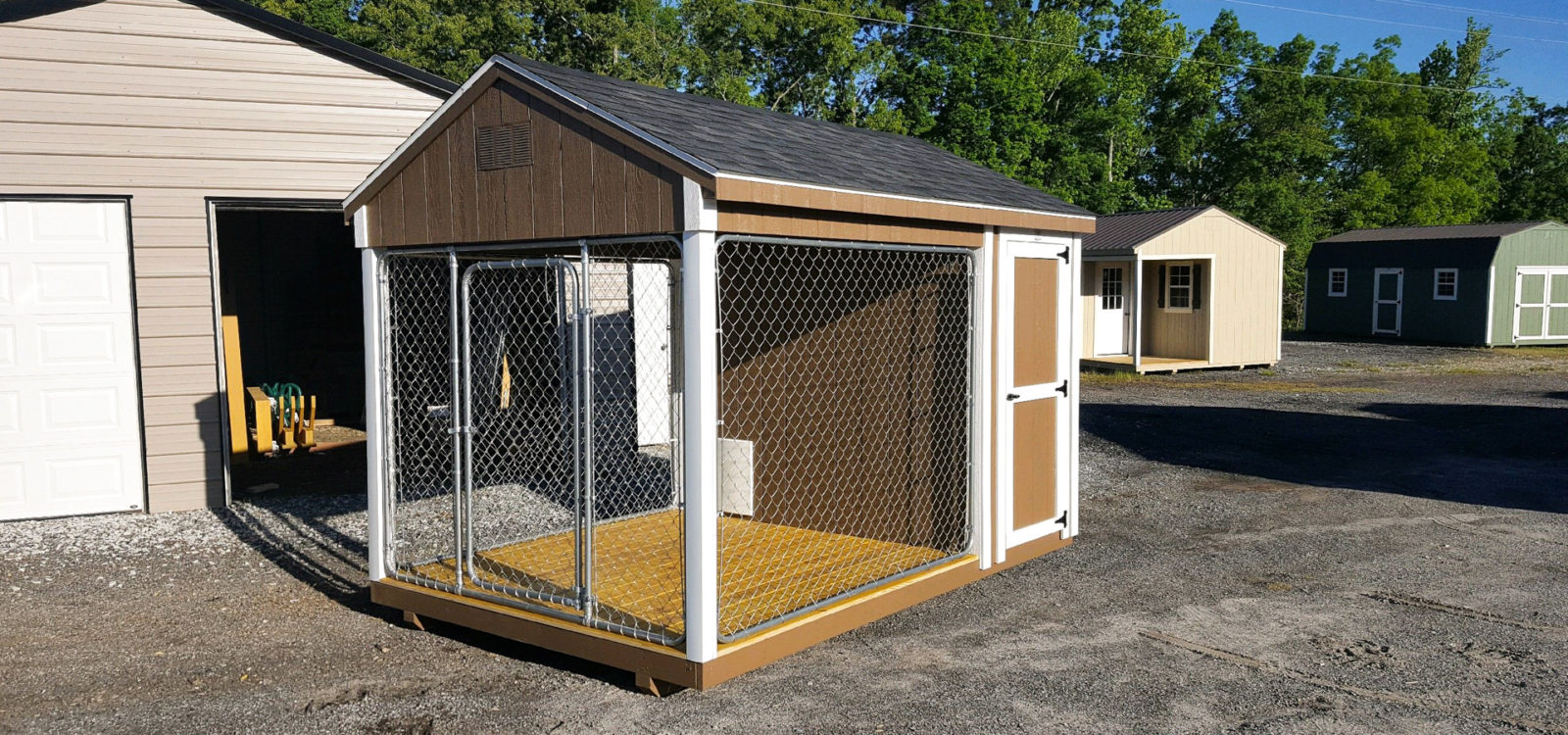 exterior of great quality brown fisher barns dog kennel