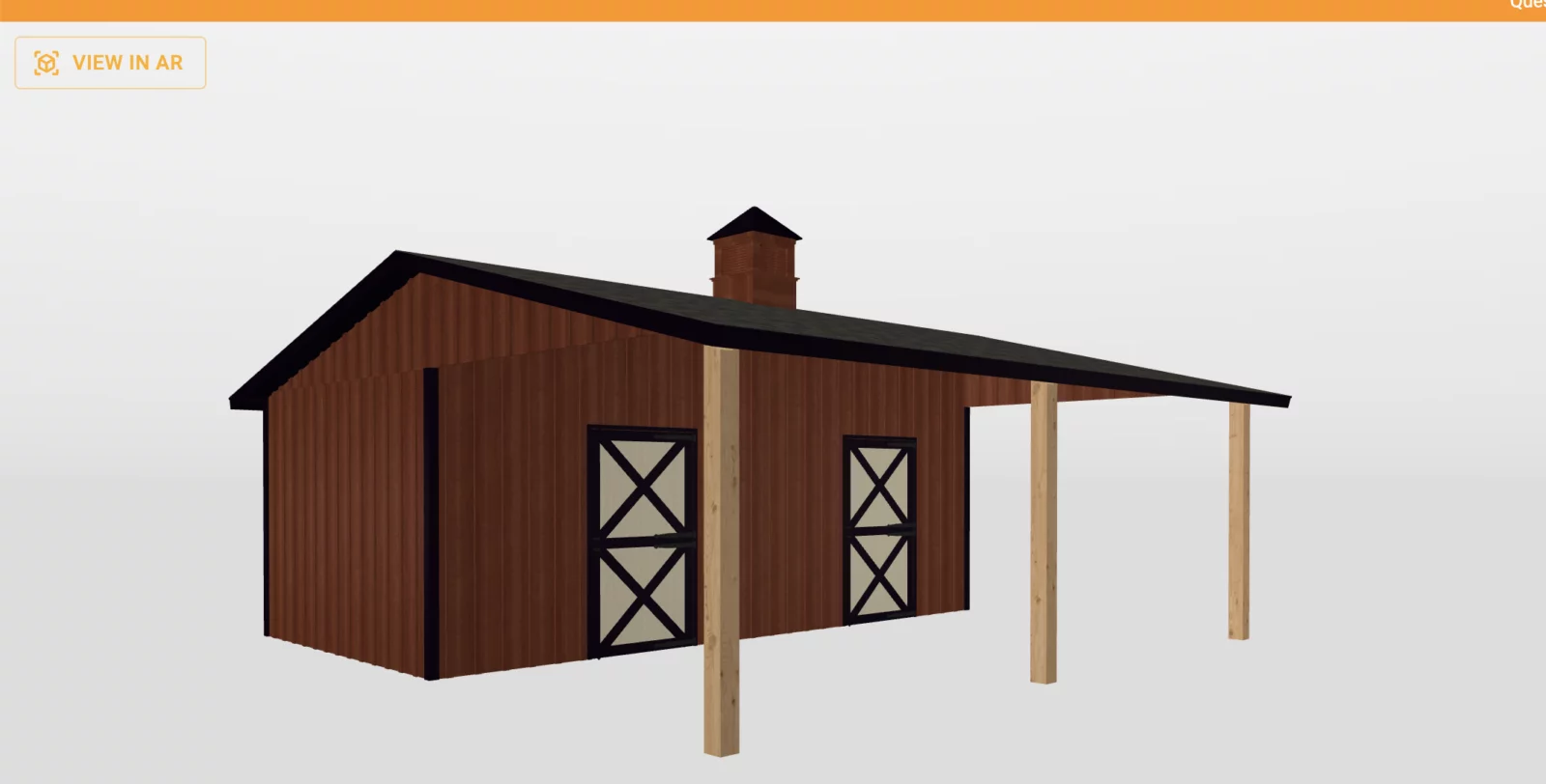 screenshot of mahogany lean to horse shelter in 3d builder