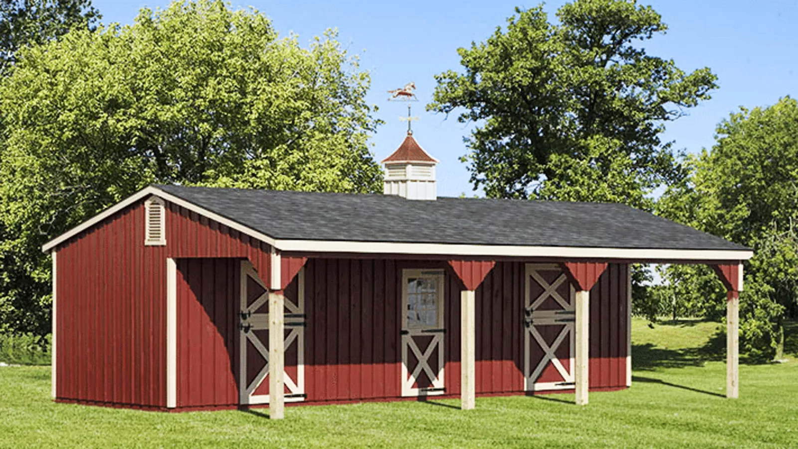 red lean to shed for horses