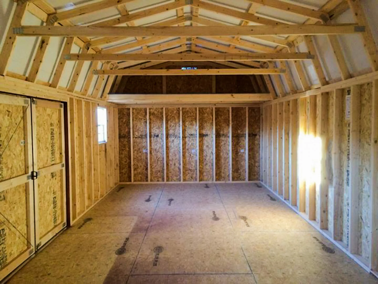 a interior view of a shed into office conversion