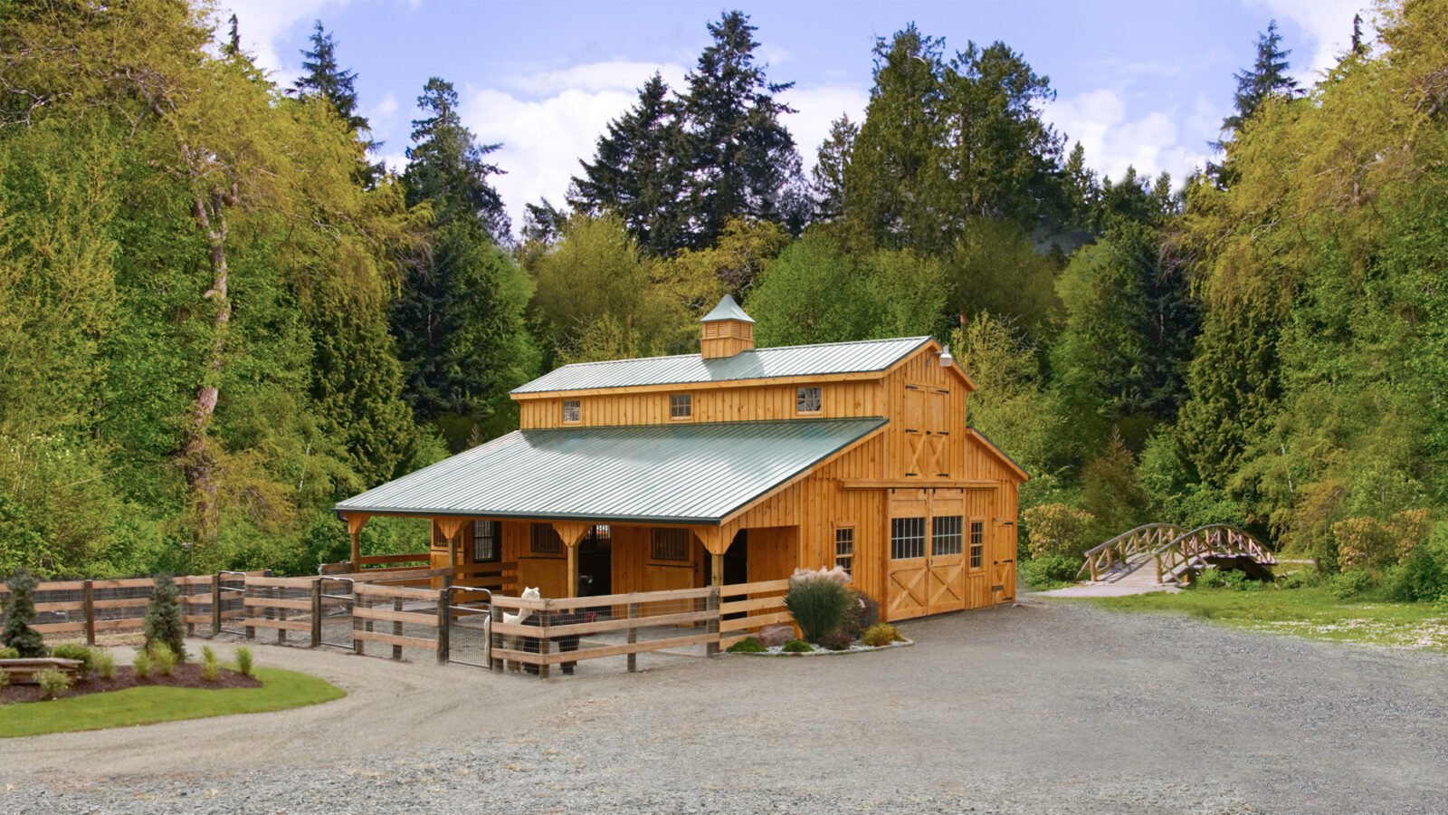 A High-Country horse barn style in the mountains.